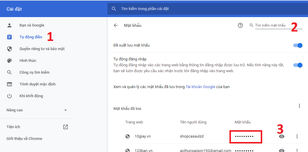 cách xem các mật khẩu đã lưu trên chrome