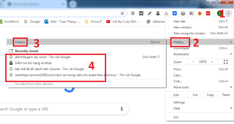 cách xem lịch sử google chrome