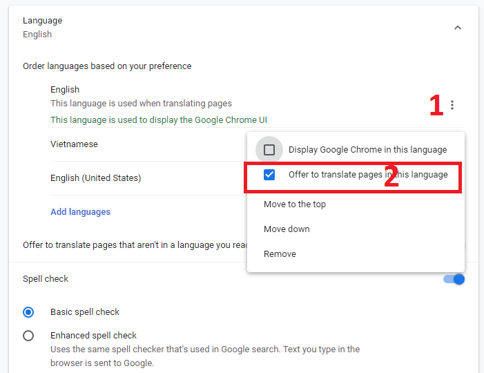 đổi tiếng việt trong google chrome